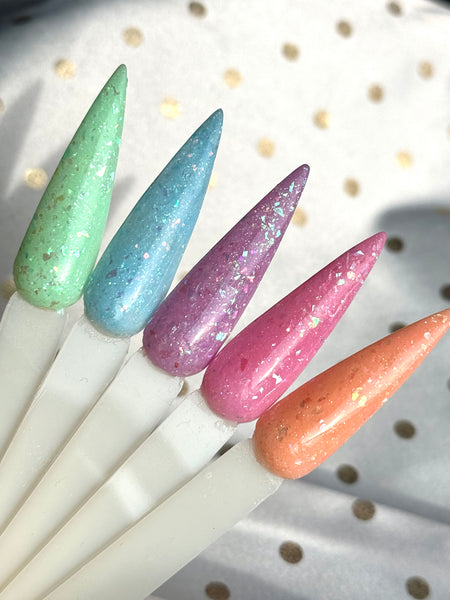 April Sky Dip Powder Nails | Soft Blue Opal Dipping Powder UK